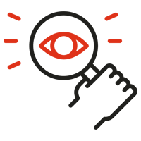 Icon of an eye in a magnifying glass