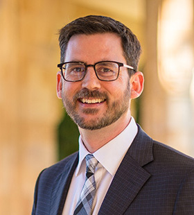 Dr Adam Kay in the UQ Great Court