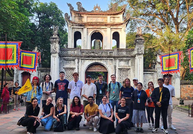 Startup AdVenture students at the entrance to the Temple of Literature, Hanoi.