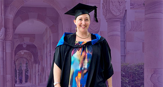 MBA Graduate Suzanne Wood in the Great Court