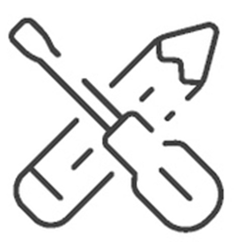 icon of pencil and screw driver representing small business 