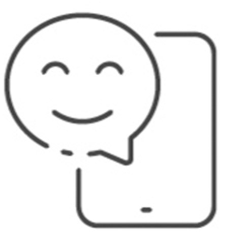 icon of phone and smiley message representing ai and customer service