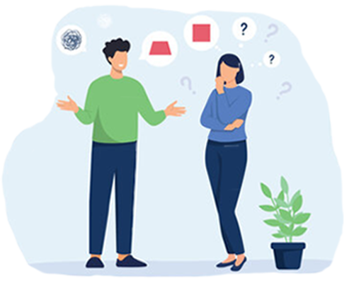 illustration showing 2 people who are miscommunicating