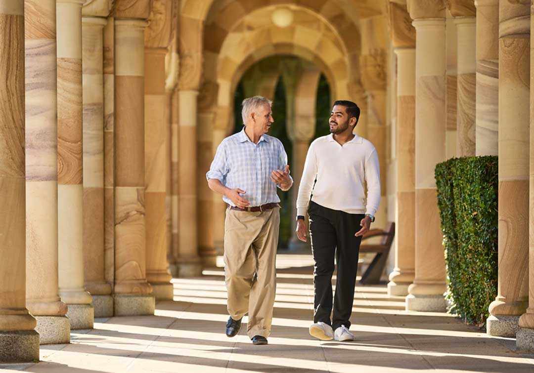 UQ Business School academic and PhD student in the Great Court
