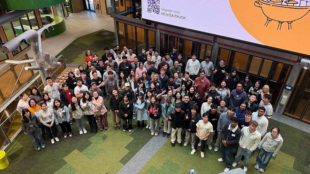 A photo from above of the participants of the 2025 Tech for Change.