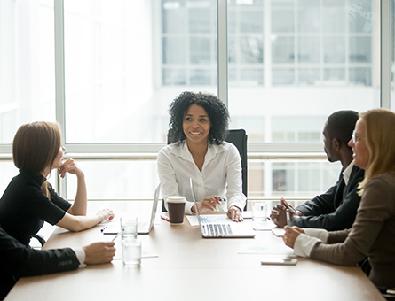 Woman in board meeting