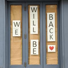 Business sign: We will be back