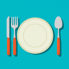 dinner plate with cutlery