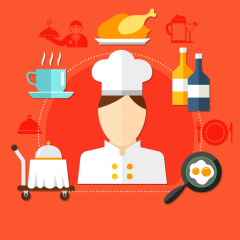 concept graphic of chef and food and drink