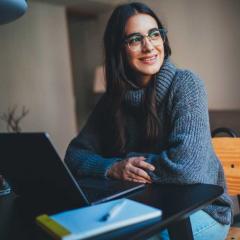 student at laptop