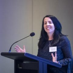 Nicole Hartley, MBA Director giving a speech.