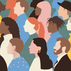 Illustrated images of heads facing left 