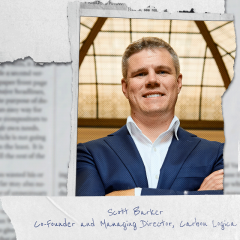 Scott Barker profile image on mock newspaper