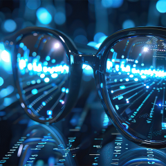 Glasses reflecting code and data