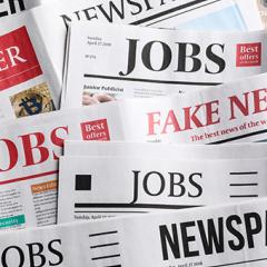Lots of newspapers all with Jobs as their header.