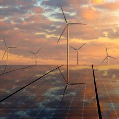 Solar panels and wind turbines